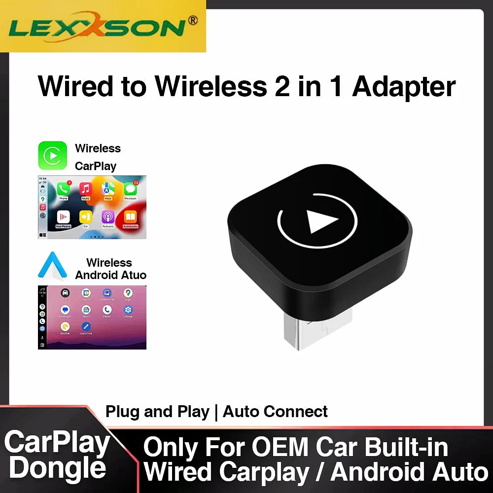 DriveLink Pro™ | 2-in-1 Wireless CarPlay & Android Auto Adapter