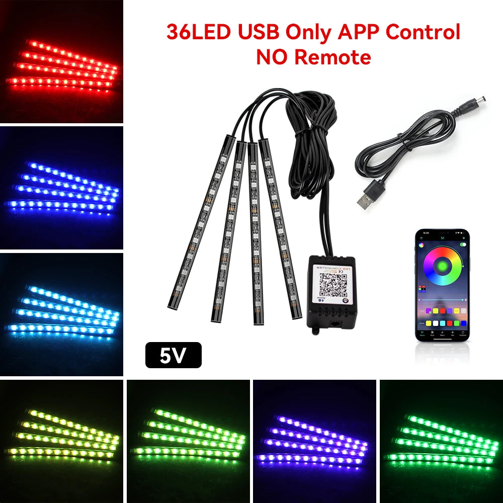 GlowDrive Pro™ | Wireless RGB Car Ambient Lights