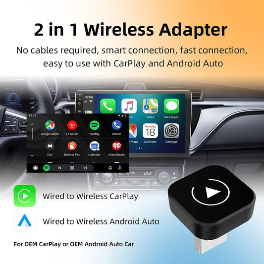 DriveLink Pro™ | 2-in-1 Wireless CarPlay & Android Auto Adapter