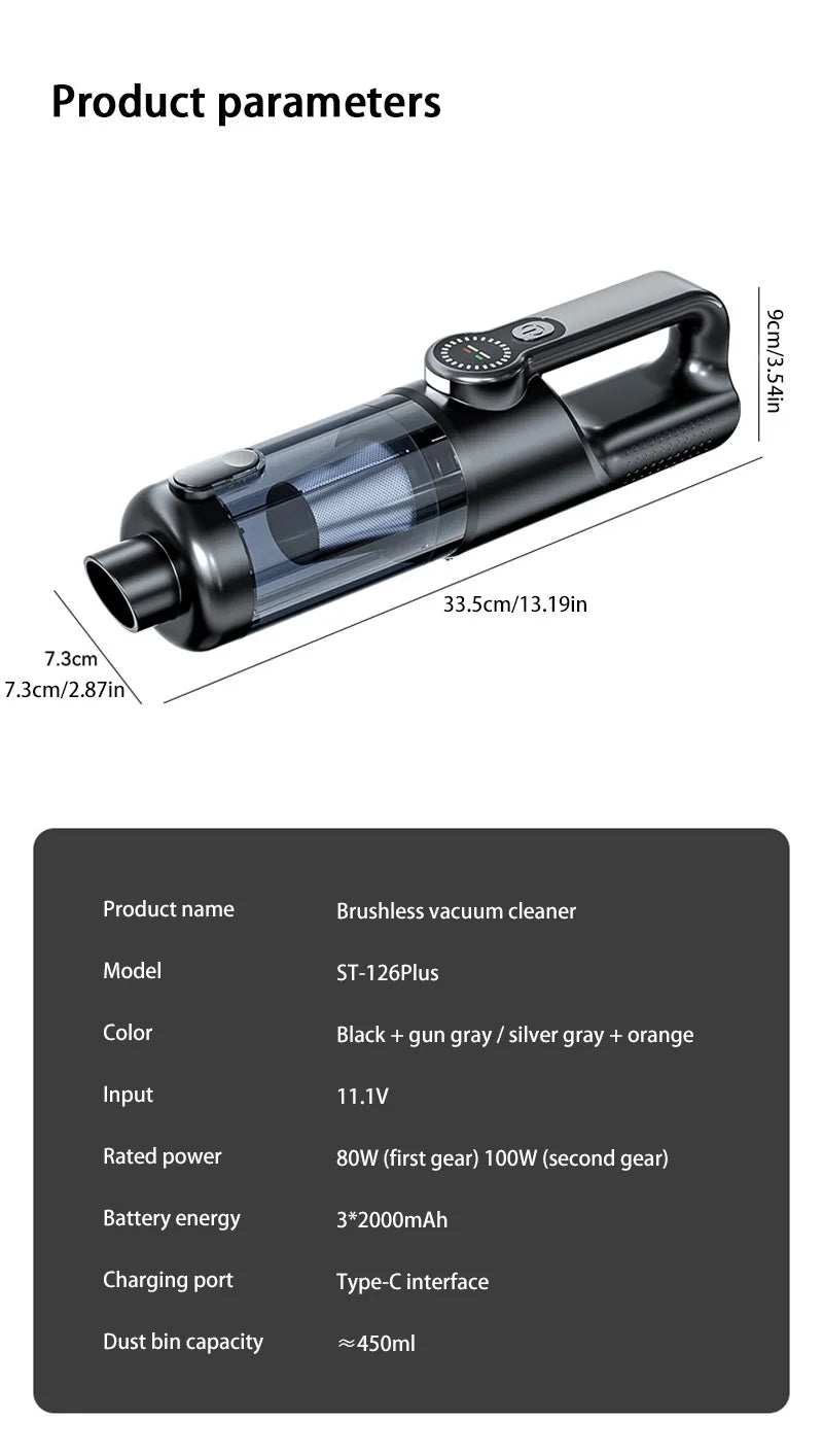 TurboVac Pro™ Wireless Car Vacuum Cleaner