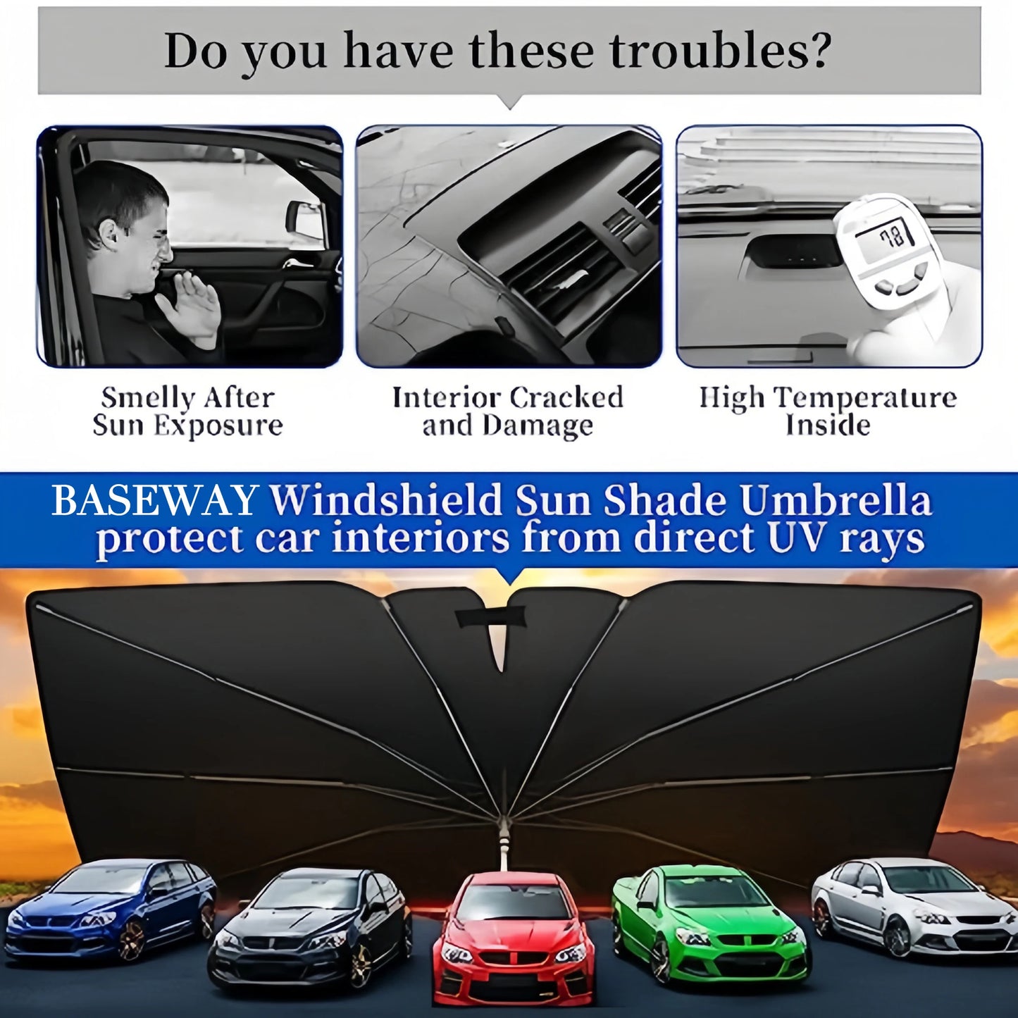 ShadeGuard Pro™ | Foldable Windshield Sun Shade Umbrella