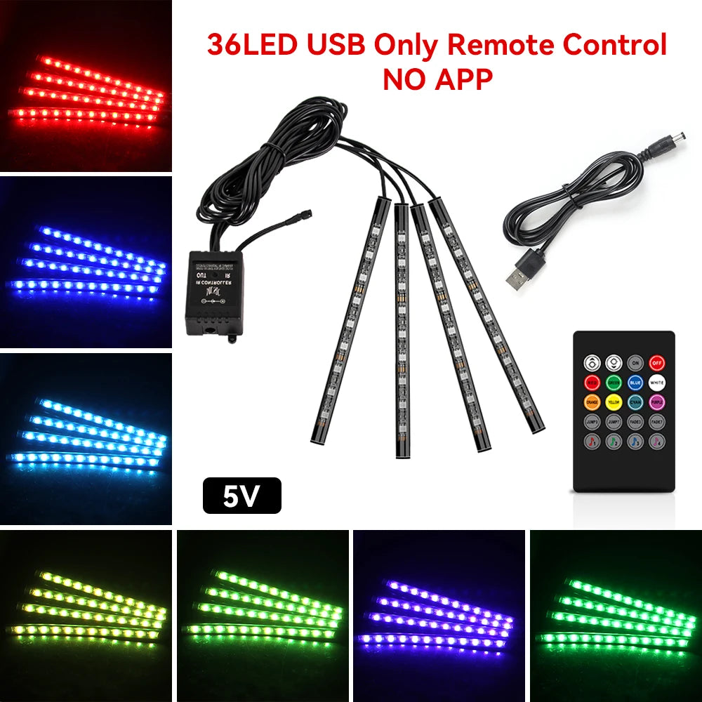 GlowDrive Pro™ | Wireless RGB Car Ambient Lights