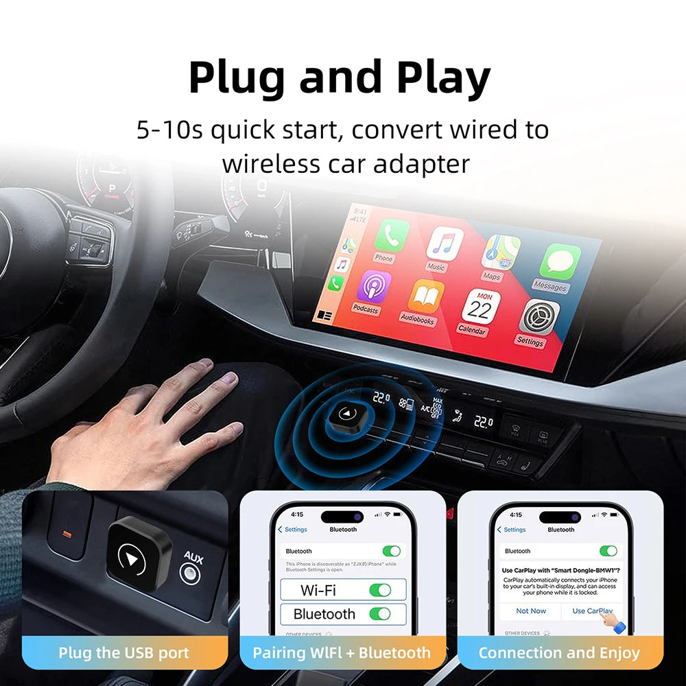 DriveLink Pro™ | 2-in-1 Wireless CarPlay & Android Auto Adapter