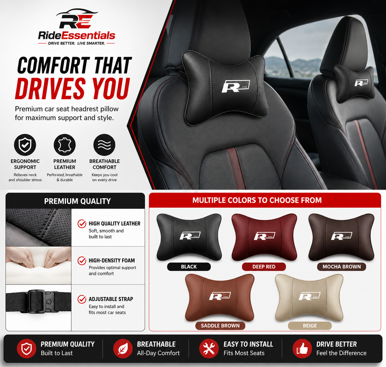 ComfortDrive Pro™ | Premium Car Neck Support Pillow